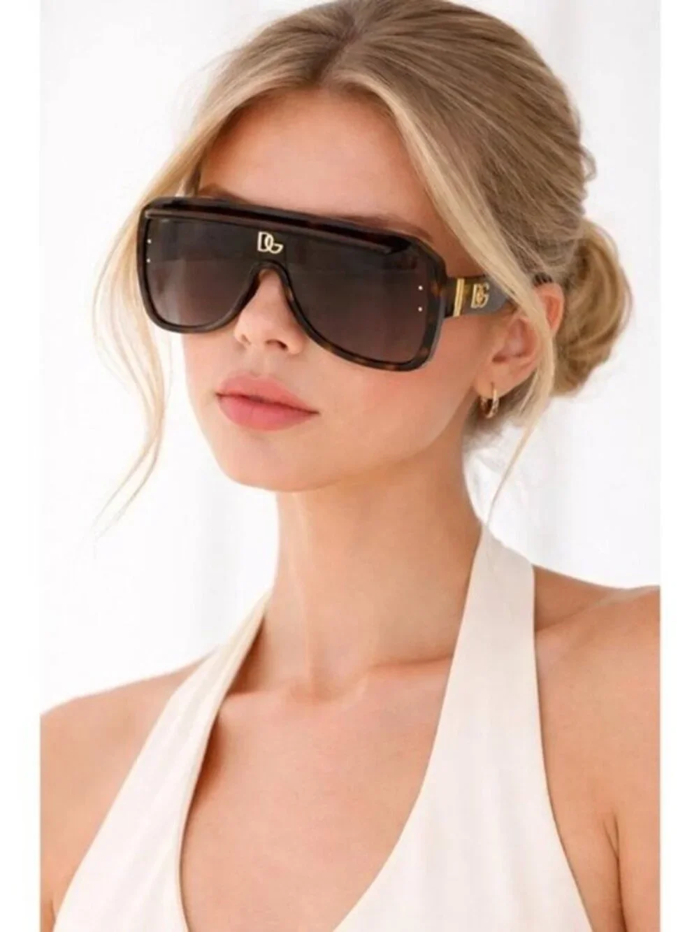 Dolce & Gabbana DG6205 347669 Sunglasses Havana Square Frame, Dark Violet Lenses